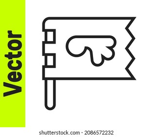 Black line Viking flag icon isolated on white background.  Vector