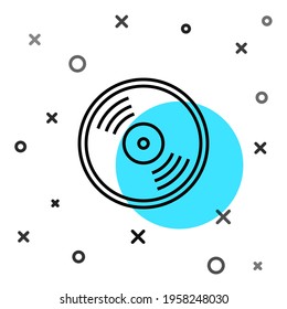 Black line Vinyl disk icon isolated on white background. Random dynamic shapes. Vector