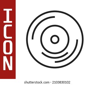 Icono de disco de vinilo de línea negra aislado en fondo blanco.  Vector