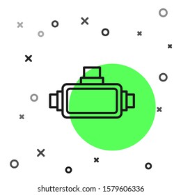 Black line Virtual reality glasses icon isolated on white background. Stereoscopic 3d vr mask.  Vector Illustration