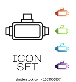 Black line Virtual reality glasses icon isolated on white background. Stereoscopic 3d vr mask. Set icons colorful. Vector Illustration