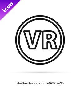 Black line Virtual reality glasses icon isolated on white background. Stereoscopic 3d vr mask.  Vector Illustration