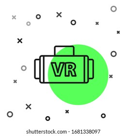 Black line Virtual reality glasses icon isolated on white background. Stereoscopic 3d vr mask.  Vector Illustration