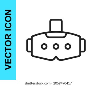 Black line Virtual reality glasses icon isolated on white background. Stereoscopic 3d vr mask. Optical head mounted display.  Vector