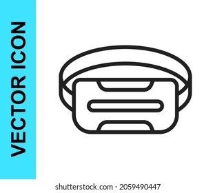 Black line Virtual reality glasses icon isolated on white background. Stereoscopic 3d vr mask. Optical head mounted display.  Vector