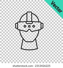 Black line Virtual reality glasses icon isolated on transparent background. Stereoscopic 3d vr mask. Optical head mounted display.  Vector