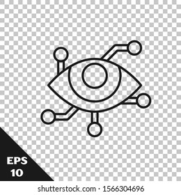 Black line Virtual reality icon isolated on transparent background.  Vector Illustration