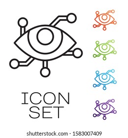 Black line Virtual reality icon isolated on white background. Set icons colorful. Vector Illustration