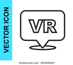 Black line Virtual reality icon isolated on white background. Futuristic VR head-up display design.  Vector