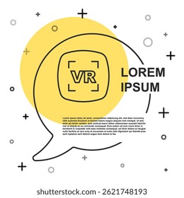 Linha preta Ícone de realidade virtual isolado no fundo branco. Design de display head-up VR futurista. Formas dinâmicas aleatórias. Vetor