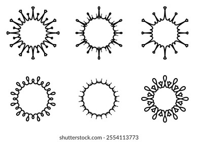 black line virus icon illustration set pack design elements