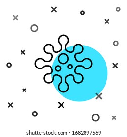 Black line Virus icon isolated on white background. Corona virus 2019-nCoV. Bacteria and germs, cell cancer, microbe, fungi. Random dynamic shapes. Vector Illustration