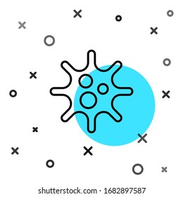 Black line Virus icon isolated on white background. Corona virus 2019-nCoV. Bacteria and germs, cell cancer, microbe, fungi. Random dynamic shapes. Vector Illustration