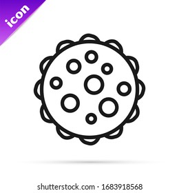 Black line Virus icon isolated on white background. Corona virus 2019-nCoV. Bacteria and germs, cell cancer, microbe, fungi.  Vector Illustration