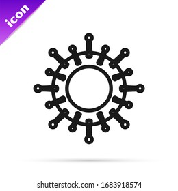 Black line Virus icon isolated on white background. Corona virus 2019-nCoV. Bacteria and germs, cell cancer, microbe, fungi.  Vector Illustration