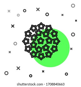 Black line Virus icon isolated on white background. Corona virus 2019-nCoV. Bacteria and germs, cell cancer, microbe, fungi.  Vector Illustration