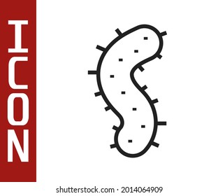 Black line Virus icon isolated on white background. Corona virus 2019-nCoV. Bacteria and germs, cell cancer, microbe, fungi.  Vector