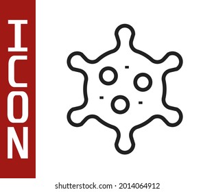 Black line Virus icon isolated on white background. Corona virus 2019-nCoV. Bacteria and germs, cell cancer, microbe, fungi.  Vector