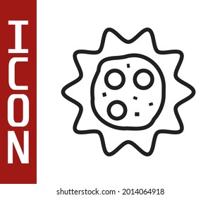 Icono de virus de línea negra aislado en fondo blanco. Virus Corona 2019-nCoV. Bacterias y gérmenes, cáncer celular, microbio, hongos.  Vector
