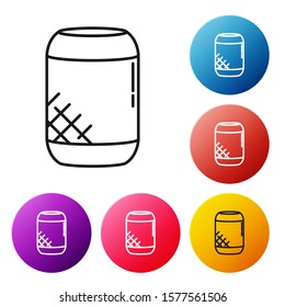 Black line Voice assistant icon isolated on white background. Voice control user interface smart speaker. Set icons colorful circle buttons. Vector Illustration