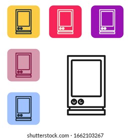 Black line Voice assistant icon isolated on white background. Voice control user interface smart speaker. Set icons in color square buttons. Vector Illustration