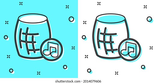 Black line Voice assistant icon isolated on green and white background. Voice control user interface smart speaker. Random dynamic shapes. Vector