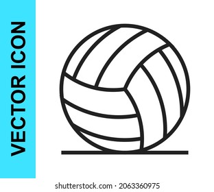 Black line Volleyball ball icon isolated on white background. Sport equipment.  Vector