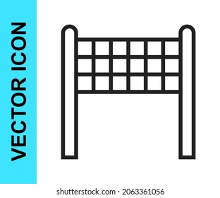 Black line Volleyball net icon isolated on white background.  Vector