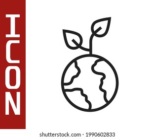 Black line Volunteer team planting trees icon isolated on white background. Represents ecological protection, protecting plants and trees.  Vector