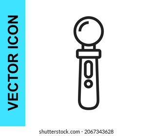 Black line VR controller game icon isolated on white background. Virtual reality experience, sensation of presence, position-tracking technology device.  Vector
