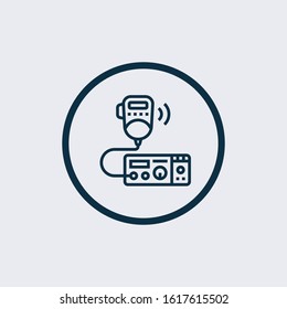 Black line Walkie talkie icon isolated on white background. Portable radio transmitter icon.