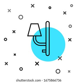 Black line Wall sconce icon isolated on white background. Wall lamp light. Random dynamic shapes. Vector Illustration