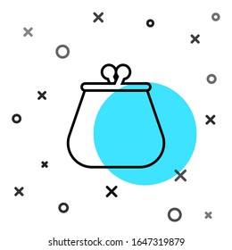 Black line Wallet icon isolated on white background. Purse icon. Cash savings symbol. Random dynamic shapes. Vector Illustration