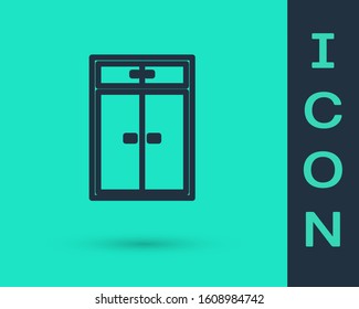 Black line Wardrobe icon isolated on green background.  Vector Illustration