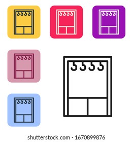 Black line Wardrobe icon isolated on white background. Set icons in color square buttons. Vector Illustration