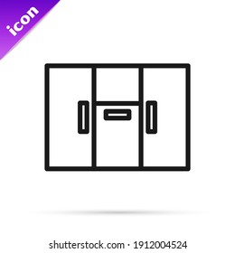 Black line Wardrobe icon isolated on white background.  Vector