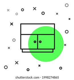 Black line Wardrobe icon isolated on white background.  Vector