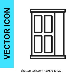 Black line Wardrobe icon isolated on white background. Cupboard sign.  Vector