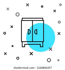 Icono de armario de línea negra aislado en fondo blanco. Firma del portapapeles. Formas dinámicas aleatorias. Vector