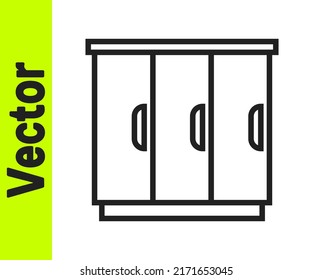 Black line Wardrobe icon isolated on white background. Cupboard sign.  Vector