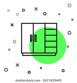 Black line Wardrobe icon isolated on white background.  Vector