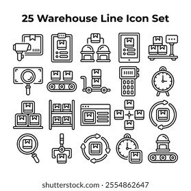black line warehouse icons form a grid.