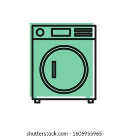 Black line Washer icon isolated on white background. Washing machine icon. Clothes washer - laundry machine. Home appliance symbol.  Vector Illustration