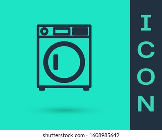 Black line Washer icon isolated on green background. Washing machine icon. Clothes washer - laundry machine. Home appliance symbol.  Vector Illustration