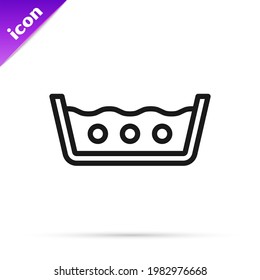 Black line Washing under 50 degrees celsius icon isolated on white background. Temperature wash.  Vector