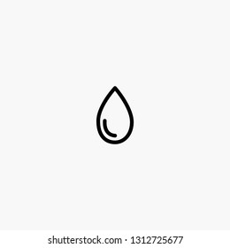 Black line water drop, drip or droplet. Watering pictogram. Rain, raindrop icon Isolated on white. wash icon. Vector illustration. Aqua, dew, splash sign.