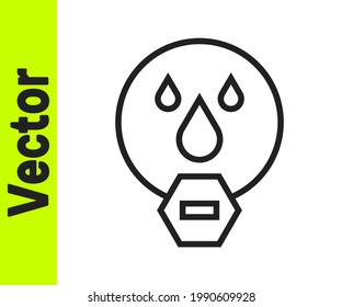 Black line Water drop forbidden icon isolated on white background. No water sign.  Vector