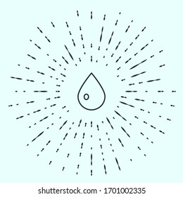 Black line Water drop icon isolated on grey background. Abstract circle random dots. Vector Illustration