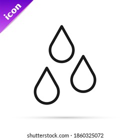 Black line Water drop icon isolated on white background.  Vector