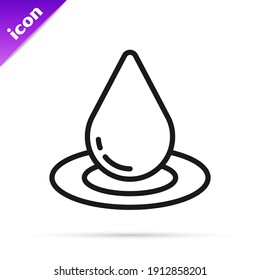 Black line Water drop icon isolated on white background.  Vector